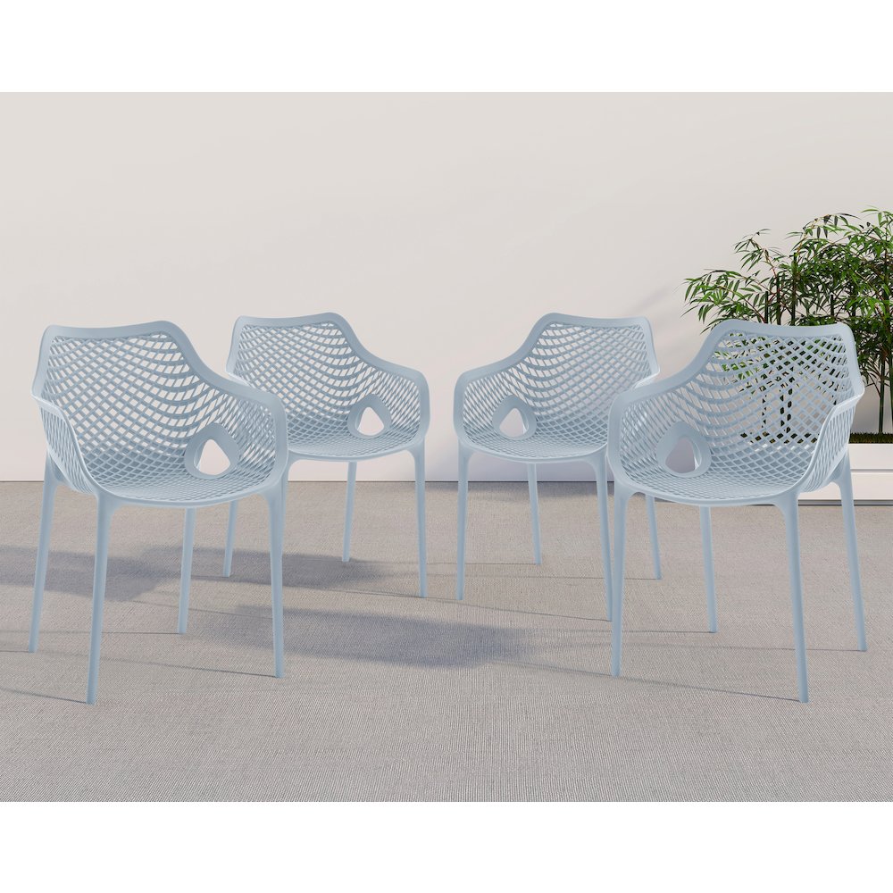 Mykonos Sky Blue Outdoor Patio Dining Chair, Set of 4