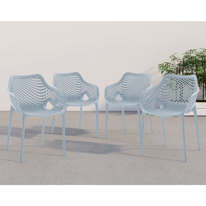 Mykonos Sky Blue Outdoor Patio Dining Chair, Set of 4