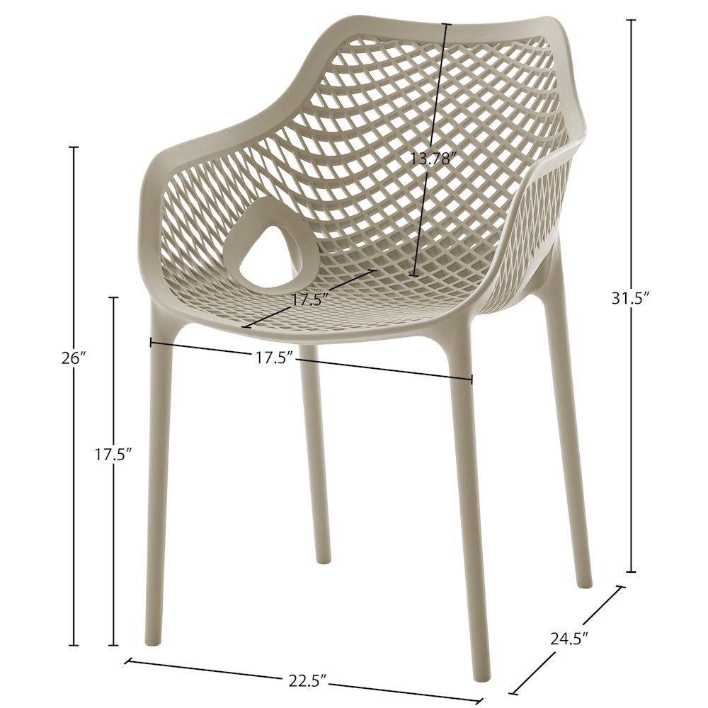Mykonos Taupe Outdoor Patio Dining Chair, Set of 4