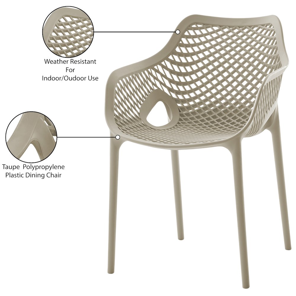 Mykonos Taupe Outdoor Patio Dining Chair, Set of 4