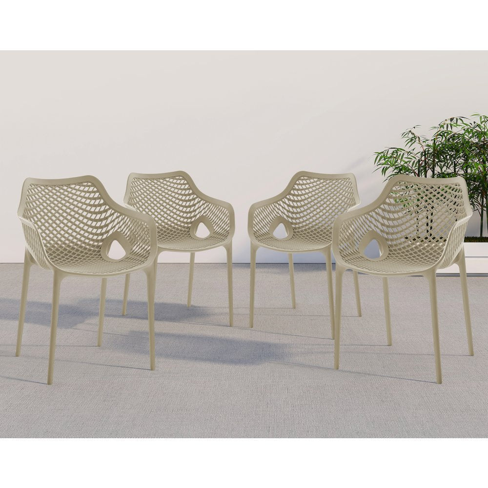 Mykonos Taupe Outdoor Patio Dining Chair, Set of 4