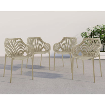 Mykonos Taupe Outdoor Patio Dining Chair, Set of 4