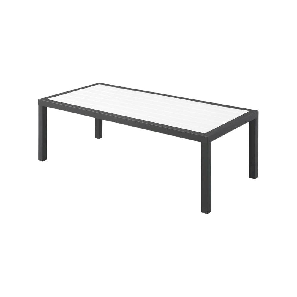 White Wood Look Accent Paneling Outdoor Patio Aluminum Coffee Table