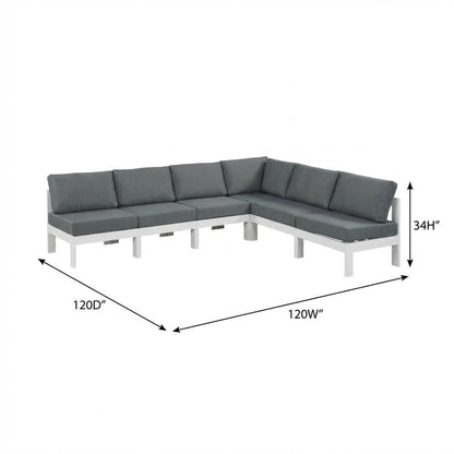 Gray Fabric Outdoor Patio Modular Sectional, Contemporary Style, Cushioned Seats