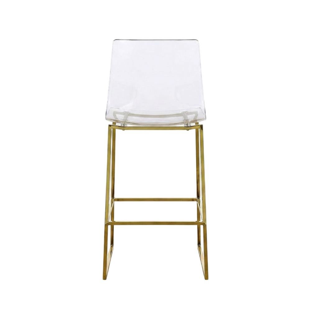 Lucite Polycarbonate Counter Stool with Gold Metal Frame