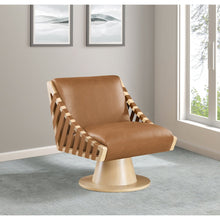 Millwin Cognac Vegan Leather Swivel Accent Chair
