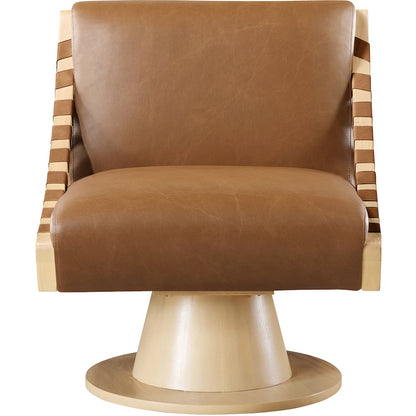 Millwin Cognac Vegan Leather Swivel Accent Chair