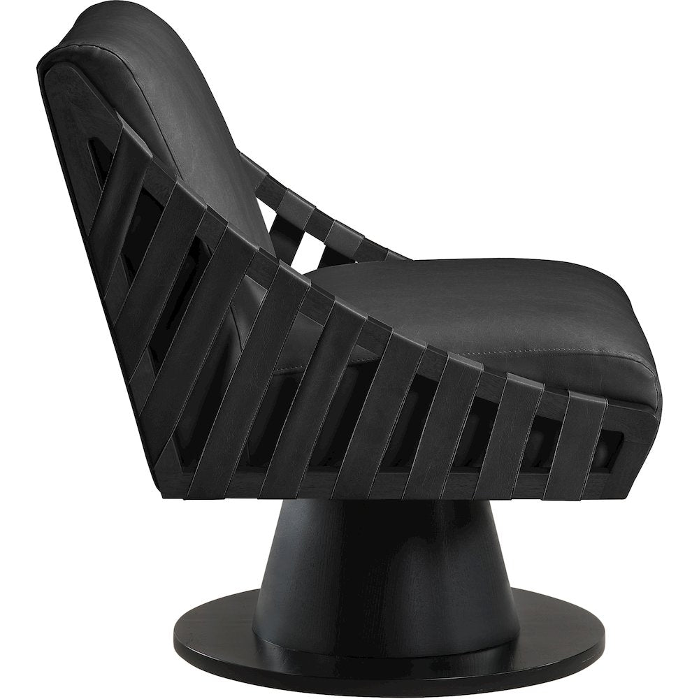 Millwin Black Vegan Leather Swivel Accent Chair