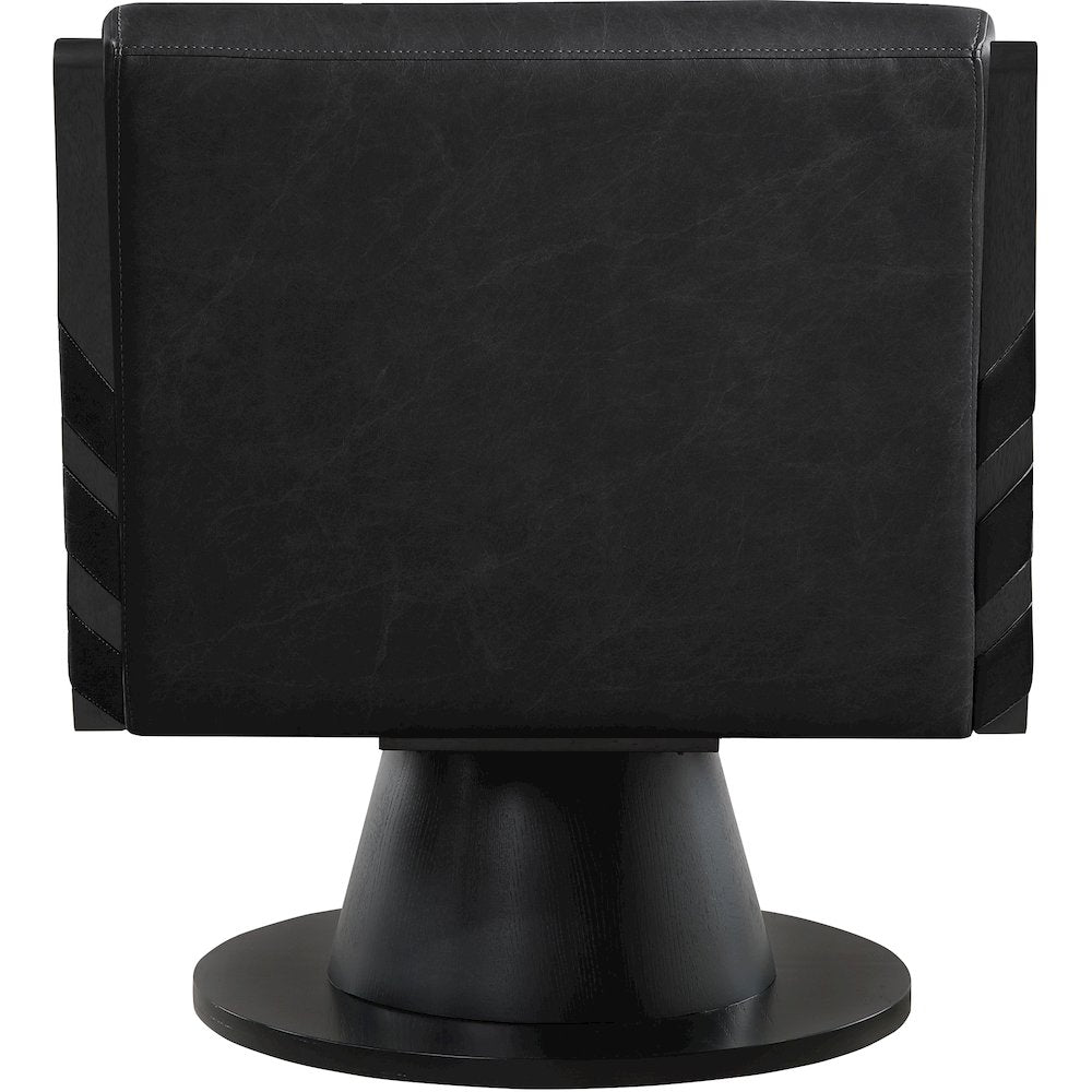 Millwin Black Vegan Leather Swivel Accent Chair