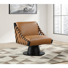 Millwin Cognac Vegan Leather Swivel Accent Chair