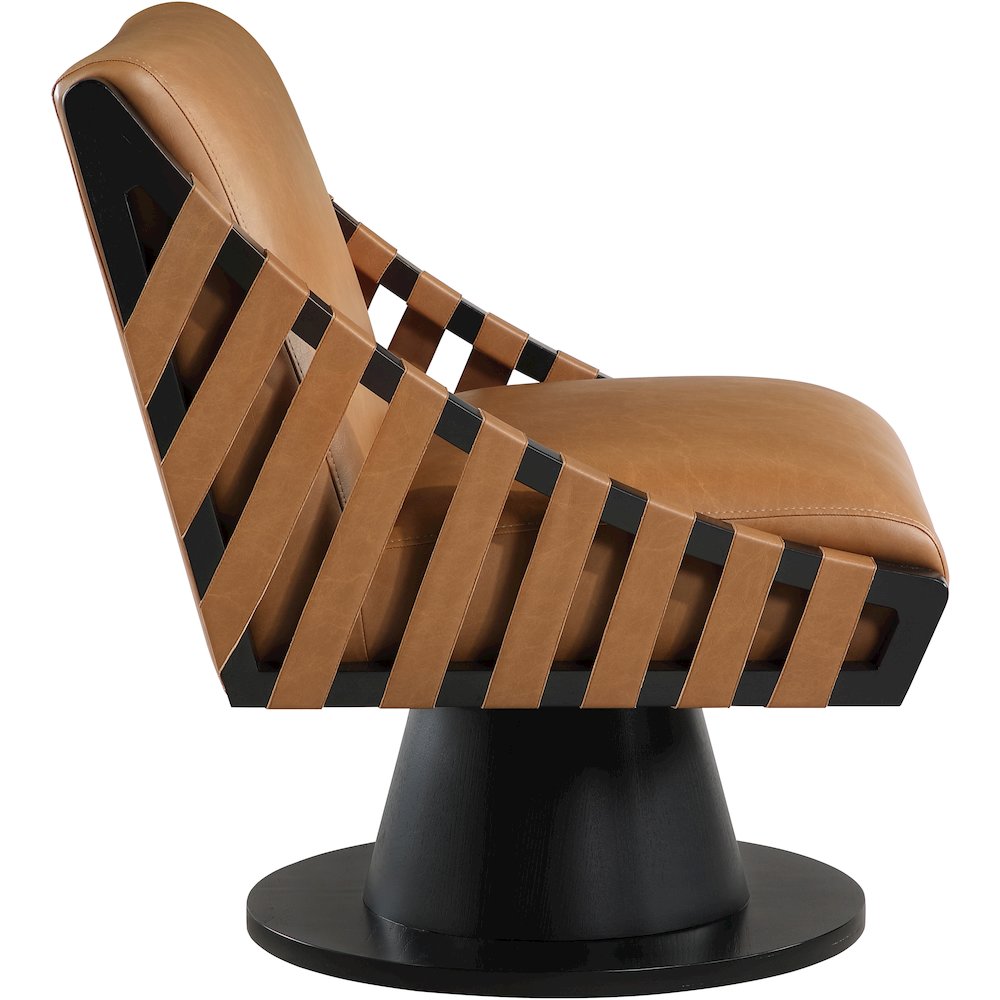 Millwin Cognac Vegan Leather Swivel Accent Chair