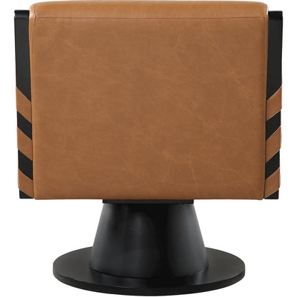 Millwin Cognac Vegan Leather Swivel Accent Chair