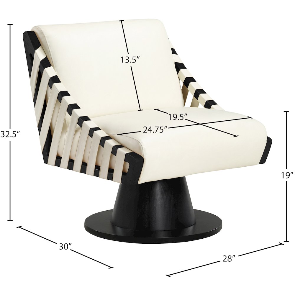 Millwin Cream Vegan Leather Swivel Accent Chair