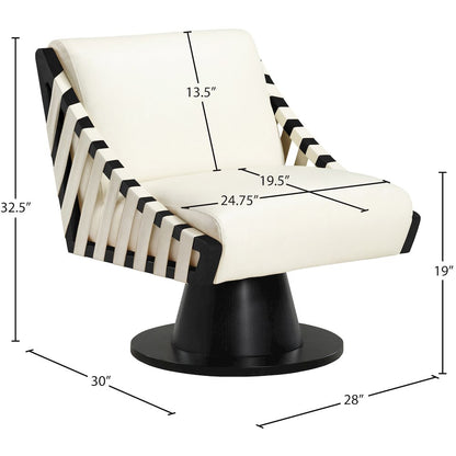Millwin Cream Vegan Leather Swivel Accent Chair