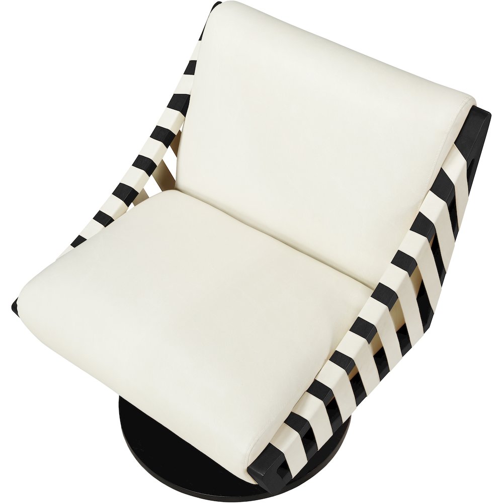 Millwin Cream Vegan Leather Swivel Accent Chair