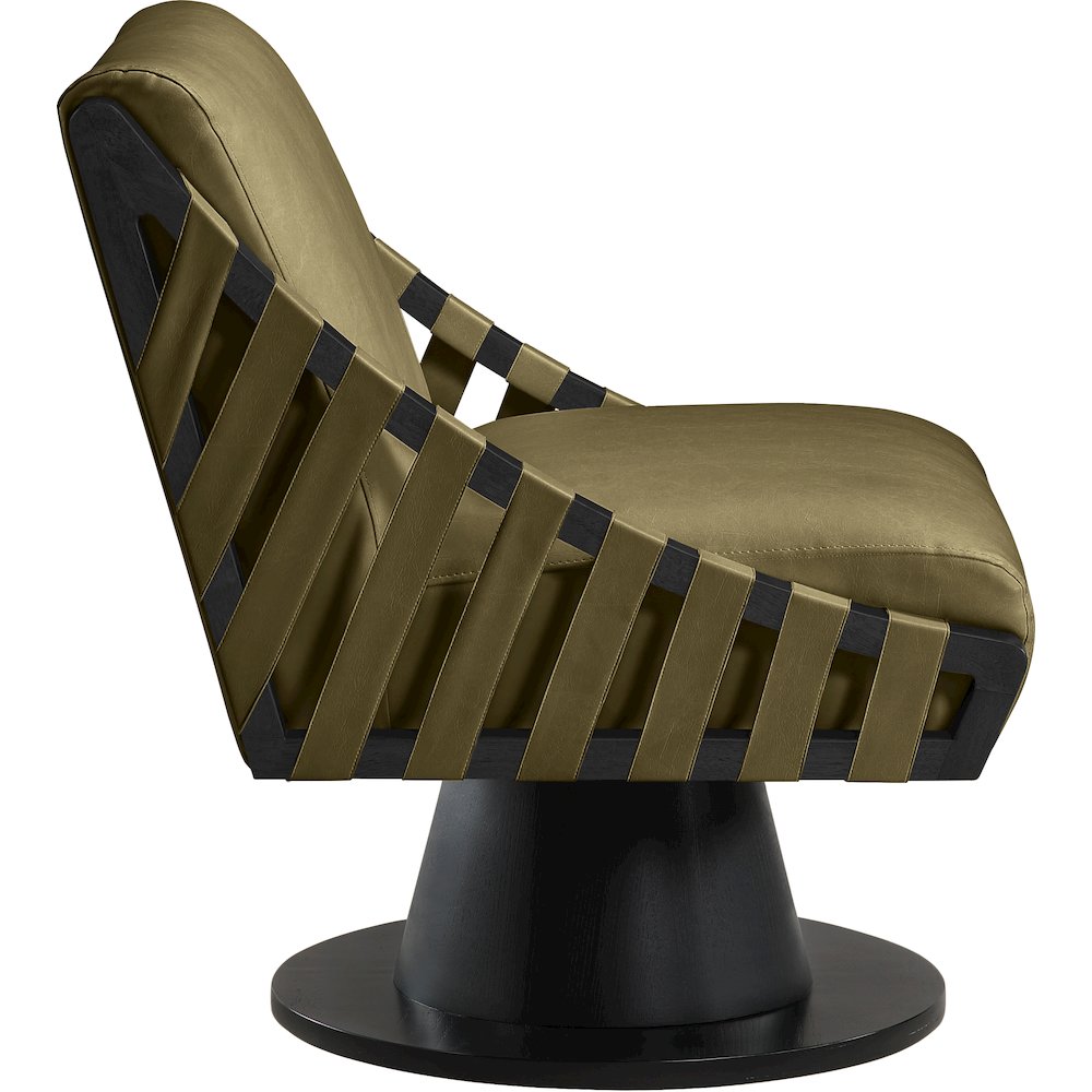 Millwin Olive Vegan Leather Swivel Accent Chair