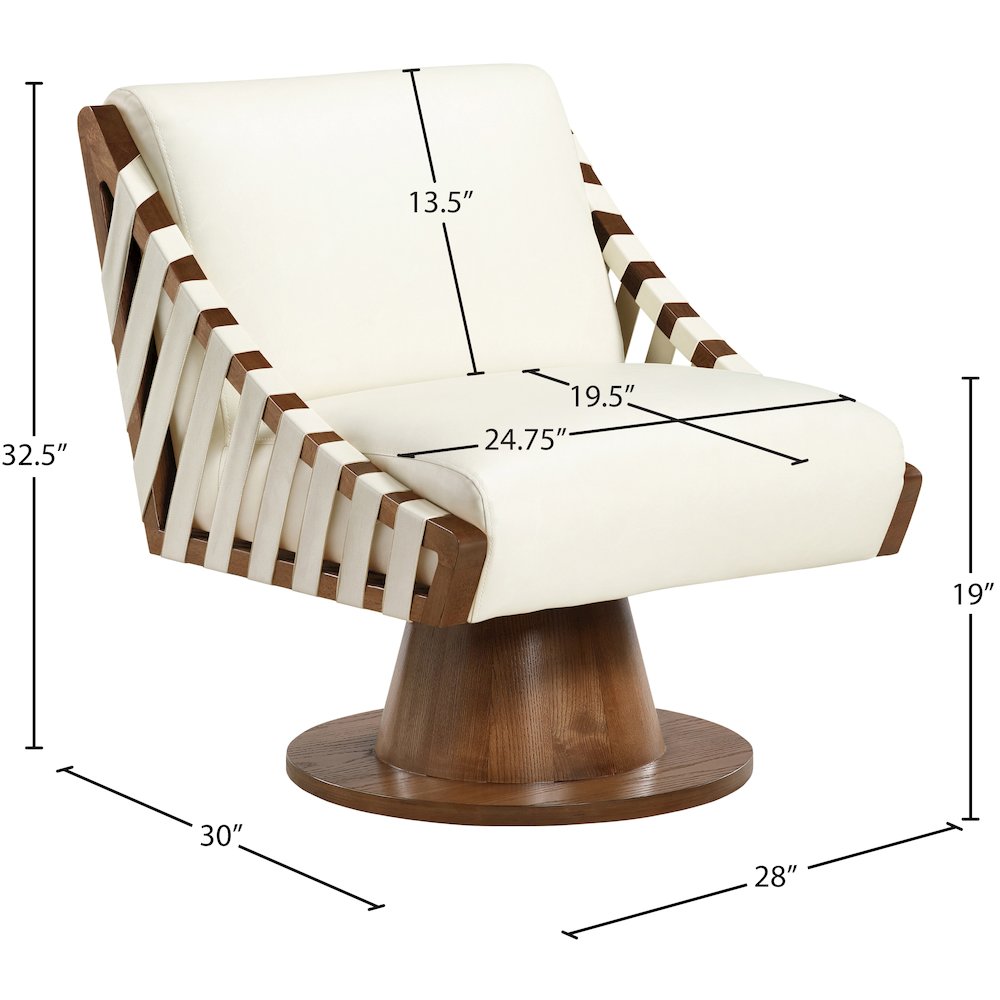 Millwin Cream Vegan Leather Swivel Accent Chair