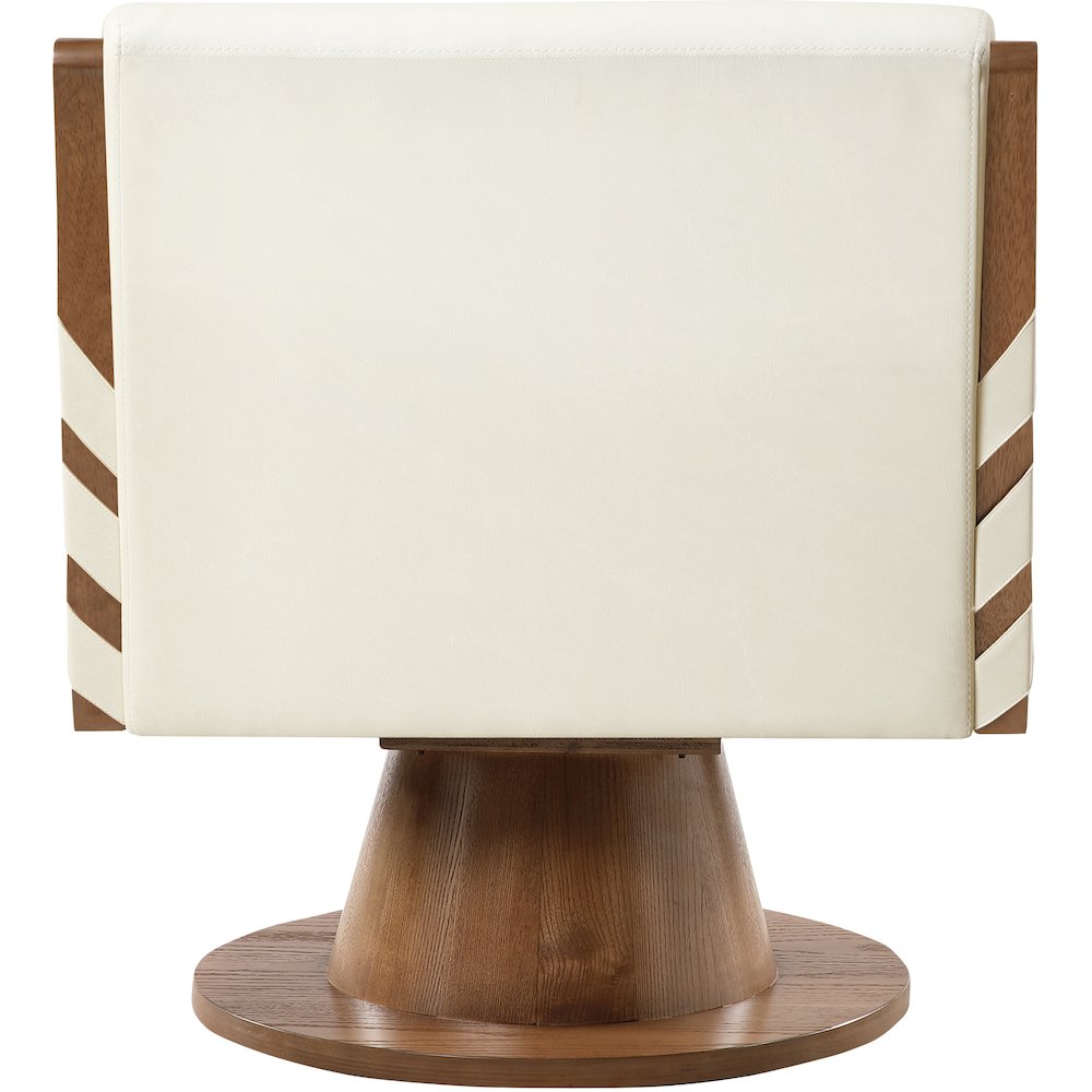 Millwin Cream Vegan Leather Swivel Accent Chair