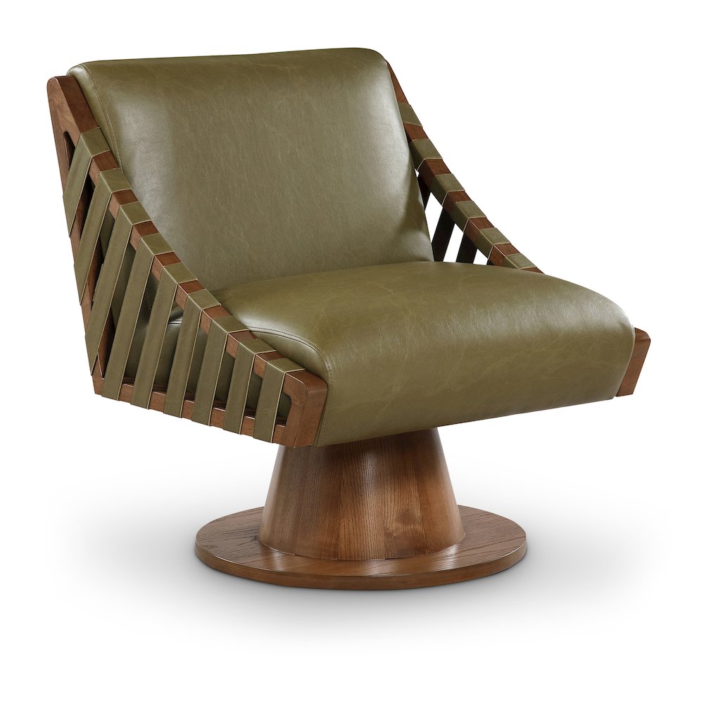 Millwin Olive Vegan Leather Swivel Accent Chair