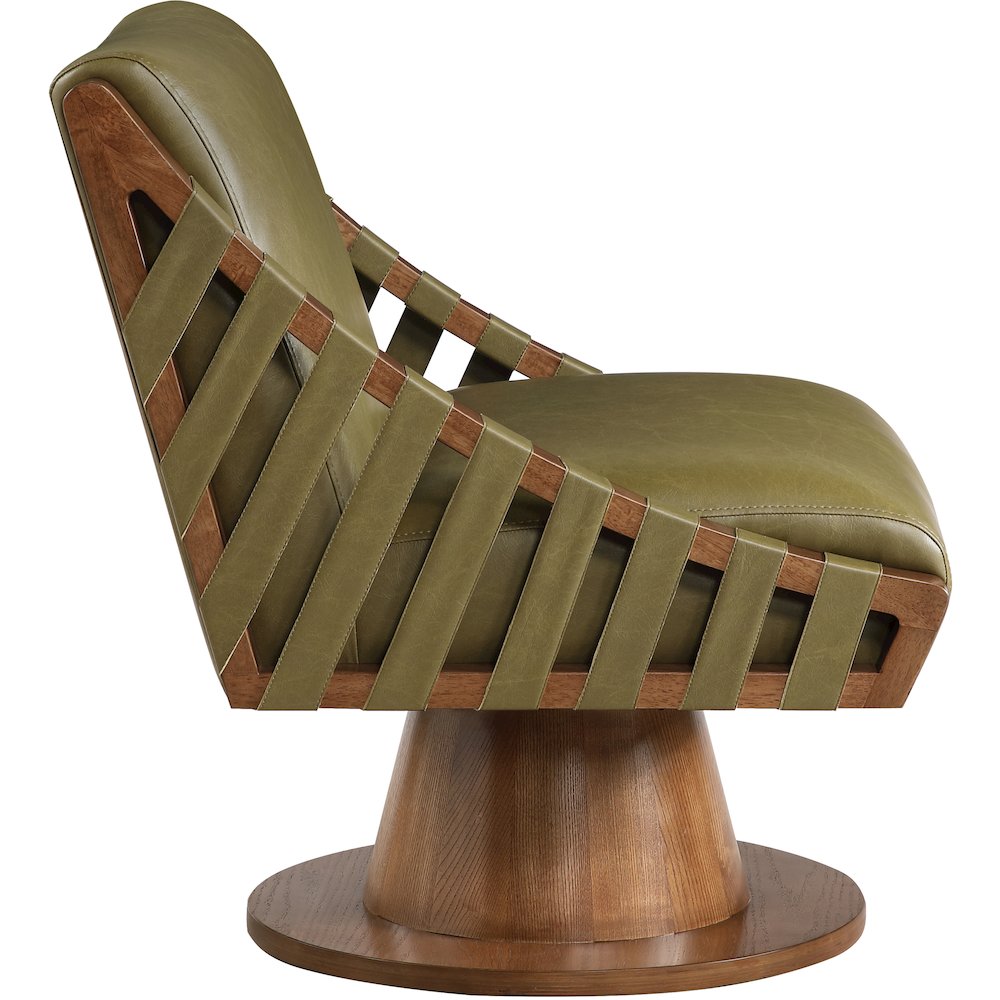 Millwin Olive Vegan Leather Swivel Accent Chair