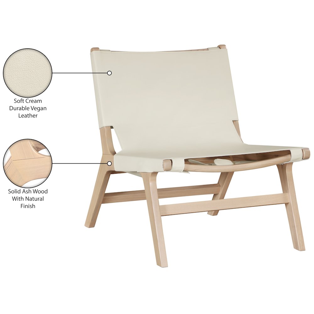 Rawlins Cream Vegan Leather Upholstered Accent Chair