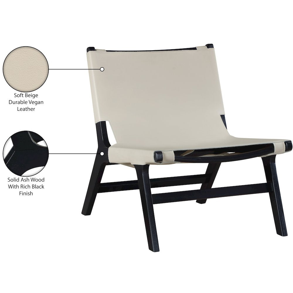 Rawlins Beige Vegan Leather Upholstered Accent Chair