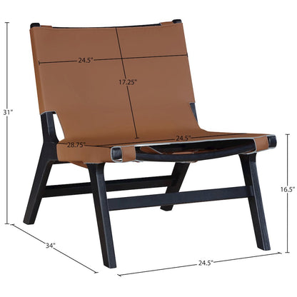 Rawlins Cognac Vegan Leather Upholstered Accent Chair