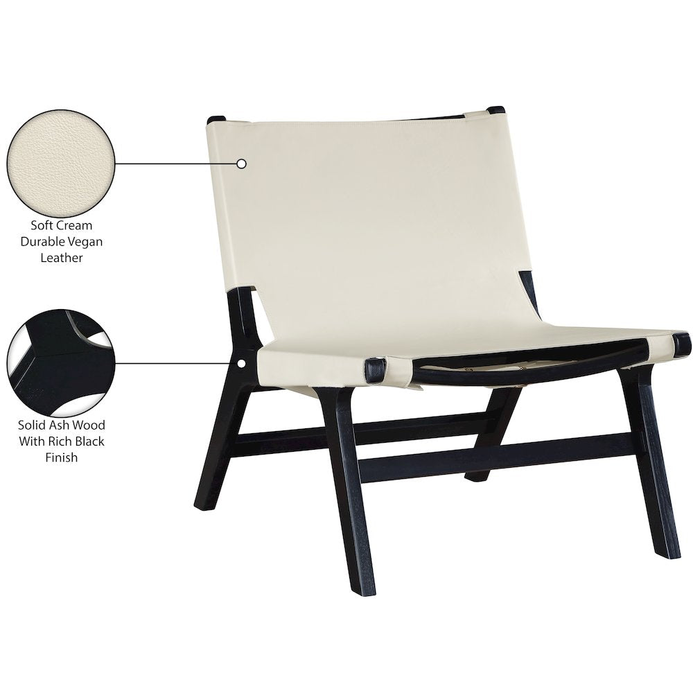 Rawlins Cream Vegan Leather Upholstered Accent Chair