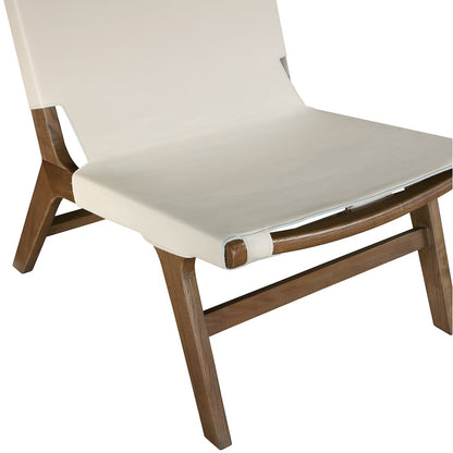 Rawlins Beige Vegan Leather Upholstered Accent Chair