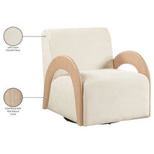 Neria Cream Chenille Fabric Upholstered Swivel Accent Chair