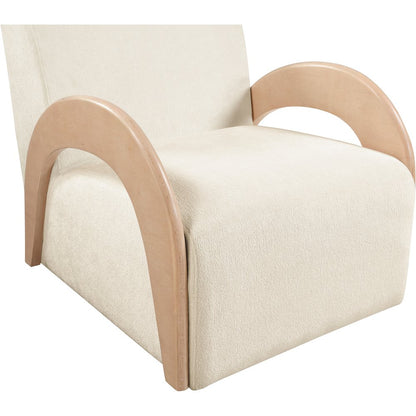 Neria Cream Chenille Fabric Upholstered Swivel Accent Chair