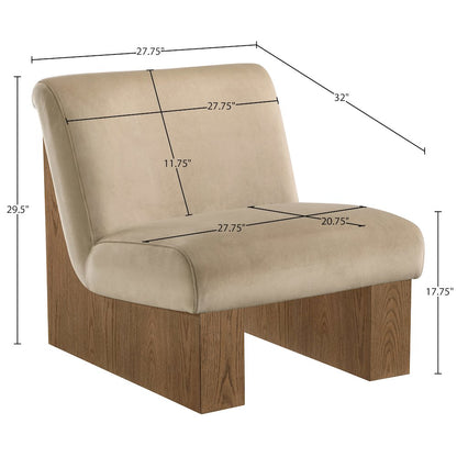 Vantage Beige Velvet Performance Fabric Upholstered Accent Chair