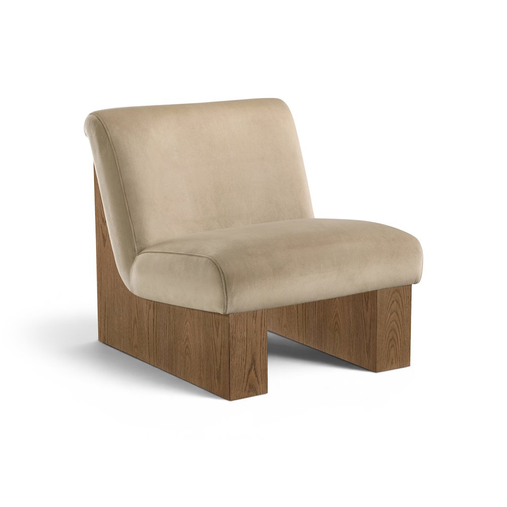 Vantage Beige Velvet Performance Fabric Upholstered Accent Chair
