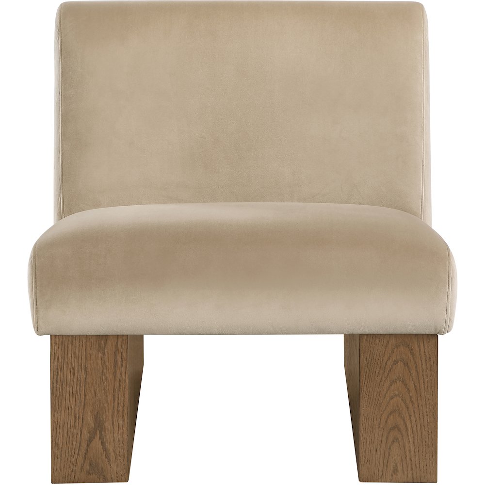 Vantage Beige Velvet Performance Fabric Upholstered Accent Chair