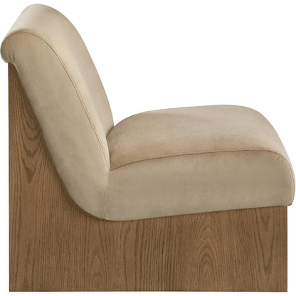 Vantage Beige Velvet Performance Fabric Upholstered Accent Chair