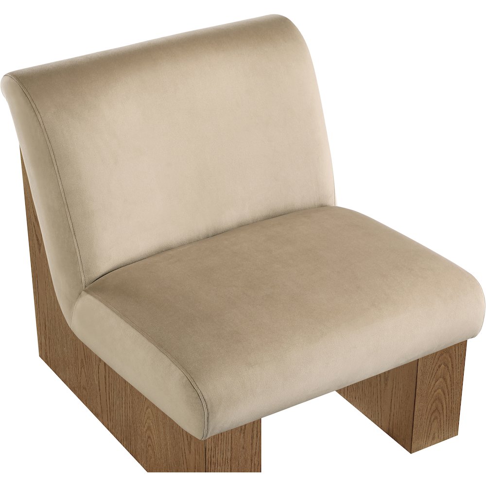 Vantage Beige Velvet Performance Fabric Upholstered Accent Chair