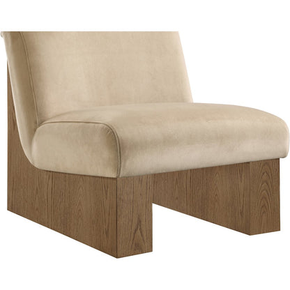 Vantage Beige Velvet Performance Fabric Upholstered Accent Chair