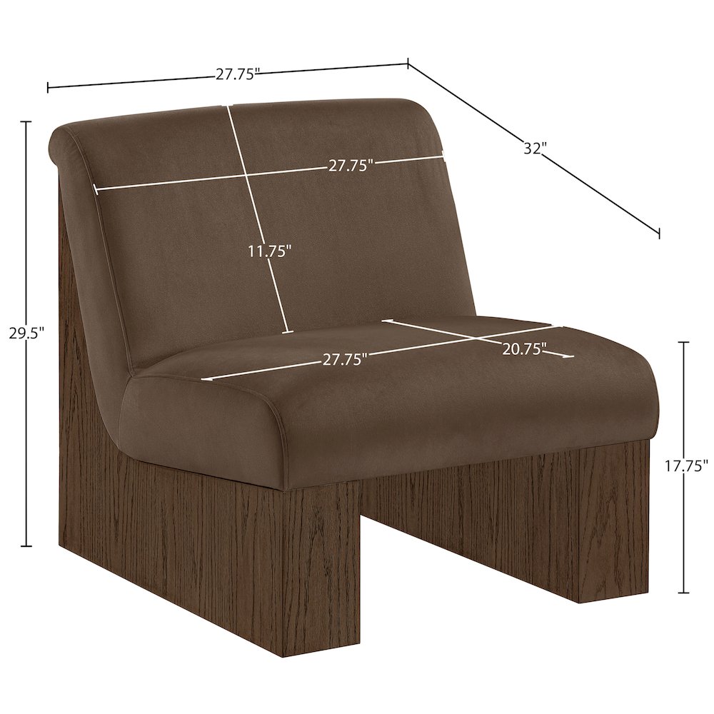 Vantage Brown Velvet Performance Fabric Upholstered Accent Chair