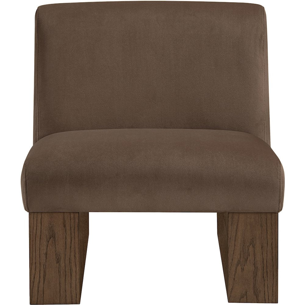 Vantage Brown Velvet Performance Fabric Upholstered Accent Chair