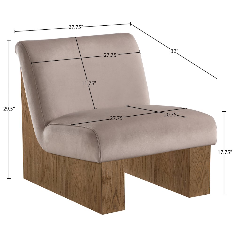 Vantage Taupe Velvet Performance Fabric Upholstered Accent Chair