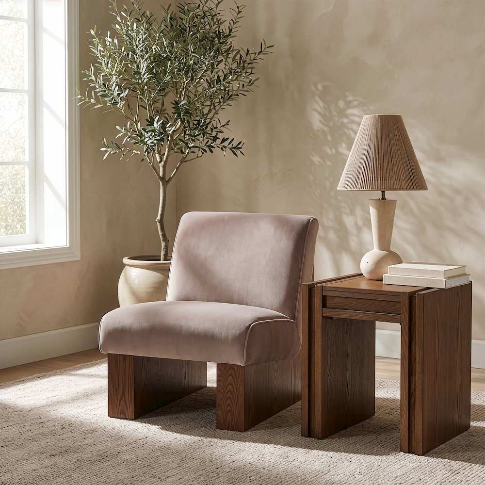 Vantage Taupe Velvet Performance Fabric Upholstered Accent Chair