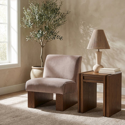 Vantage Taupe Velvet Performance Fabric Upholstered Accent Chair