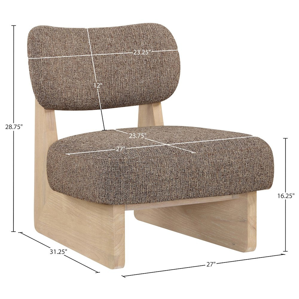 Vetra Brown Linen Textured Fabric Upholstered Accent Chair