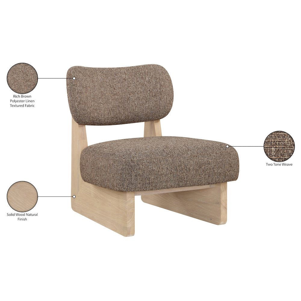Vetra Brown Linen Textured Fabric Upholstered Accent Chair