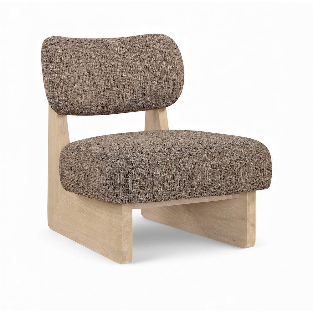 Vetra Brown Linen Textured Fabric Upholstered Accent Chair