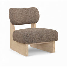 Vetra Brown Linen Textured Fabric Upholstered Accent Chair