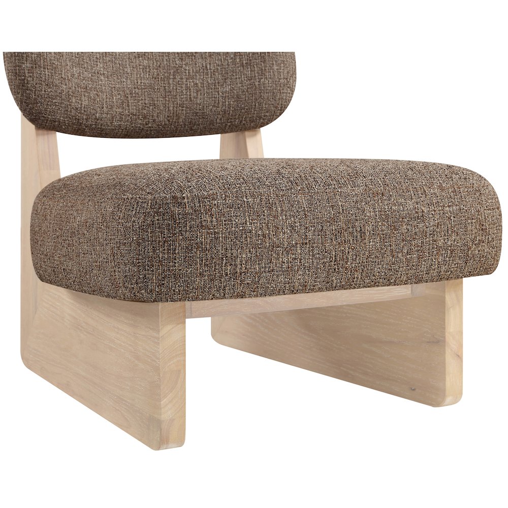 Vetra Brown Linen Textured Fabric Upholstered Accent Chair