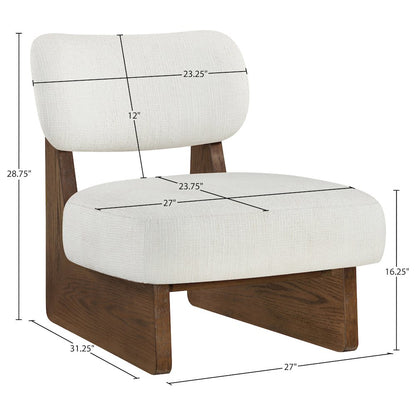 Vetra Cream Linen Textured Fabric Upholstered Accent Chair