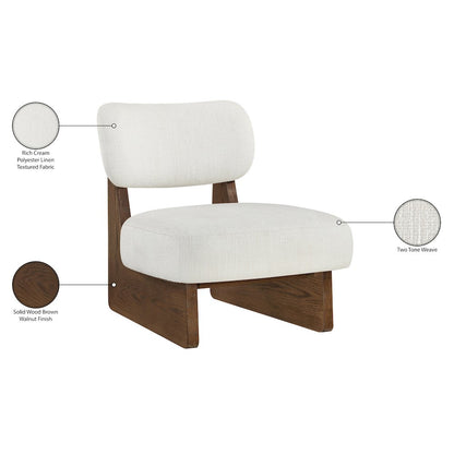 Vetra Cream Linen Textured Fabric Upholstered Accent Chair