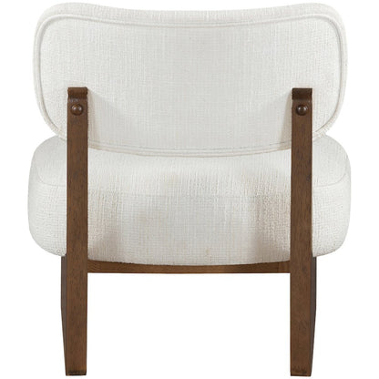 Vetra Cream Linen Textured Fabric Upholstered Accent Chair